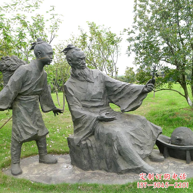 成都八大山人情景雕塑-中国明末清初知名画家朱耷公园情景小品