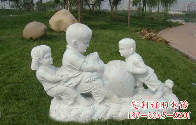 成都拔萝卜的儿童石雕
