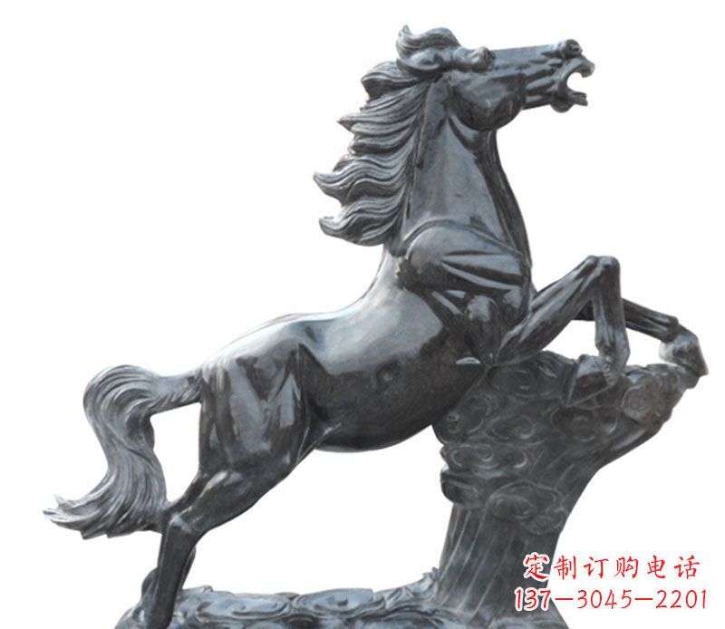 成都奔跑黑马石雕公园动物摆件