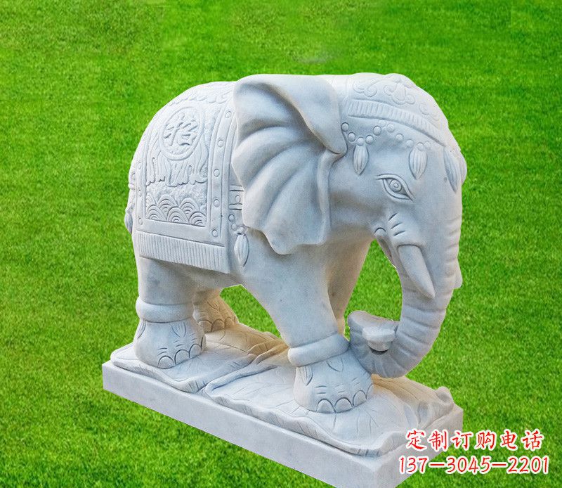 成都鼻卷元宝汉白玉门口大象石雕