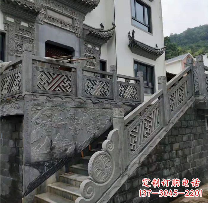 成都别墅景观仿古石雕栏板_2