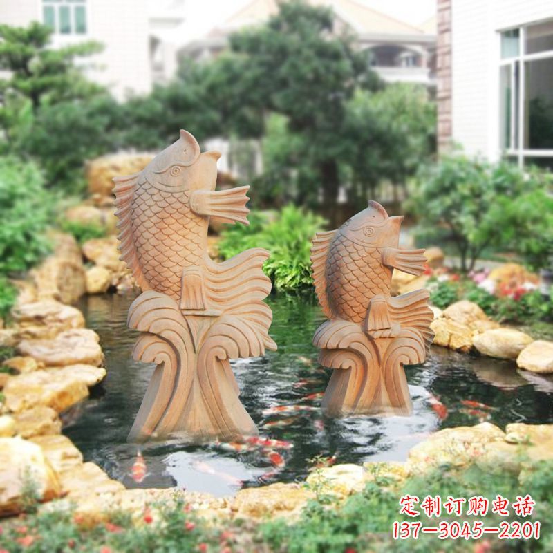 成都别墅庭院吉祥招财石雕鱼喷泉雕塑