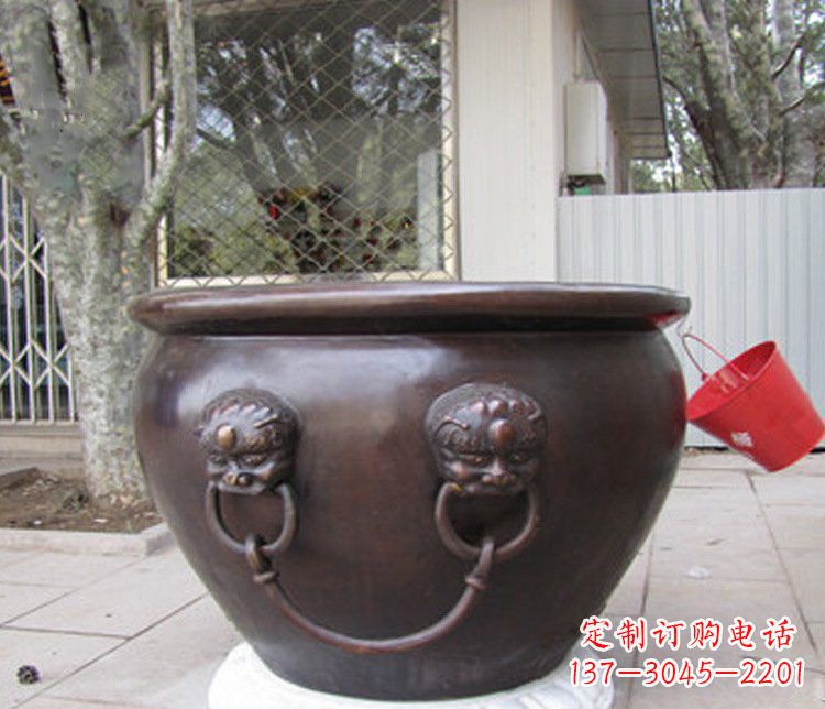成都招财进宝水缸铜雕塑摆件