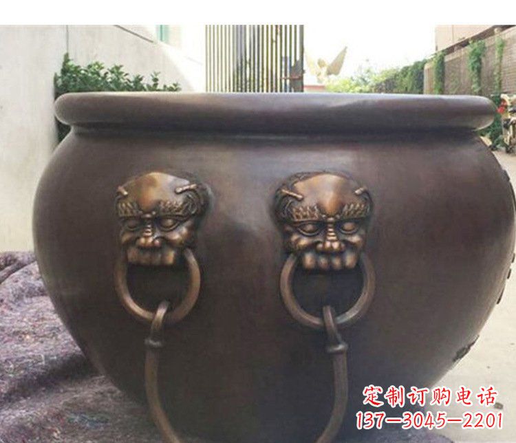 成都别墅招财水缸铜雕塑摆件