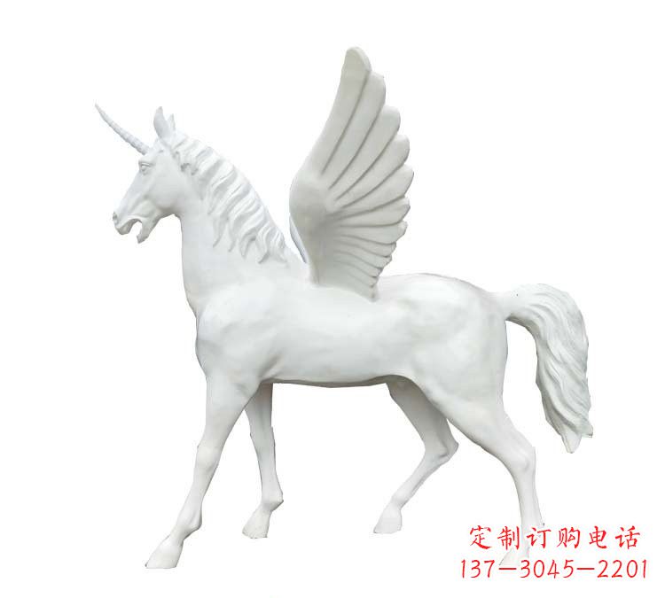 成都玻璃钢白色飞马雕塑