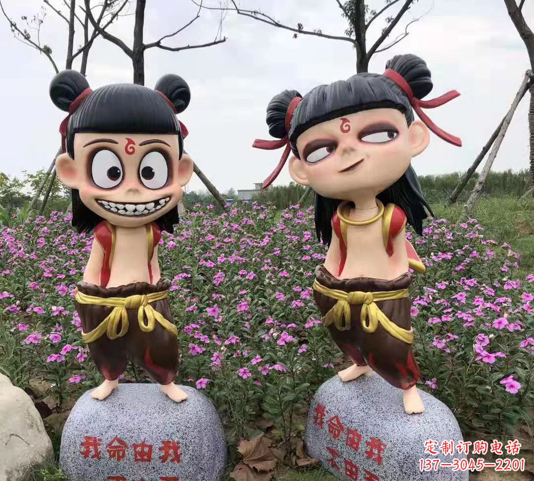 成都玻璃钢彩绘哪吒卡通人物