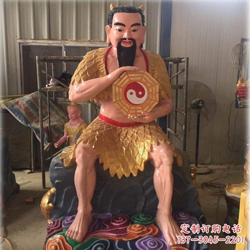 成都玻璃钢彩绘青帝太昊伏羲神像
