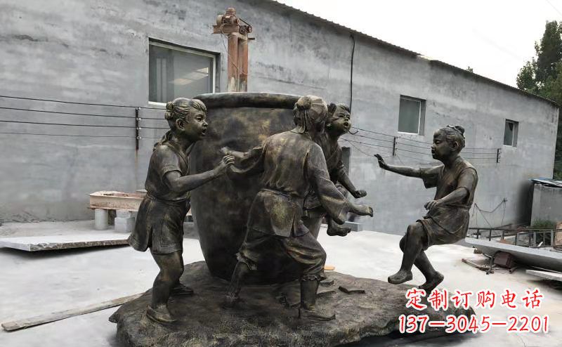 成都司马光玻璃钢仿铜古代寓言故事雕塑