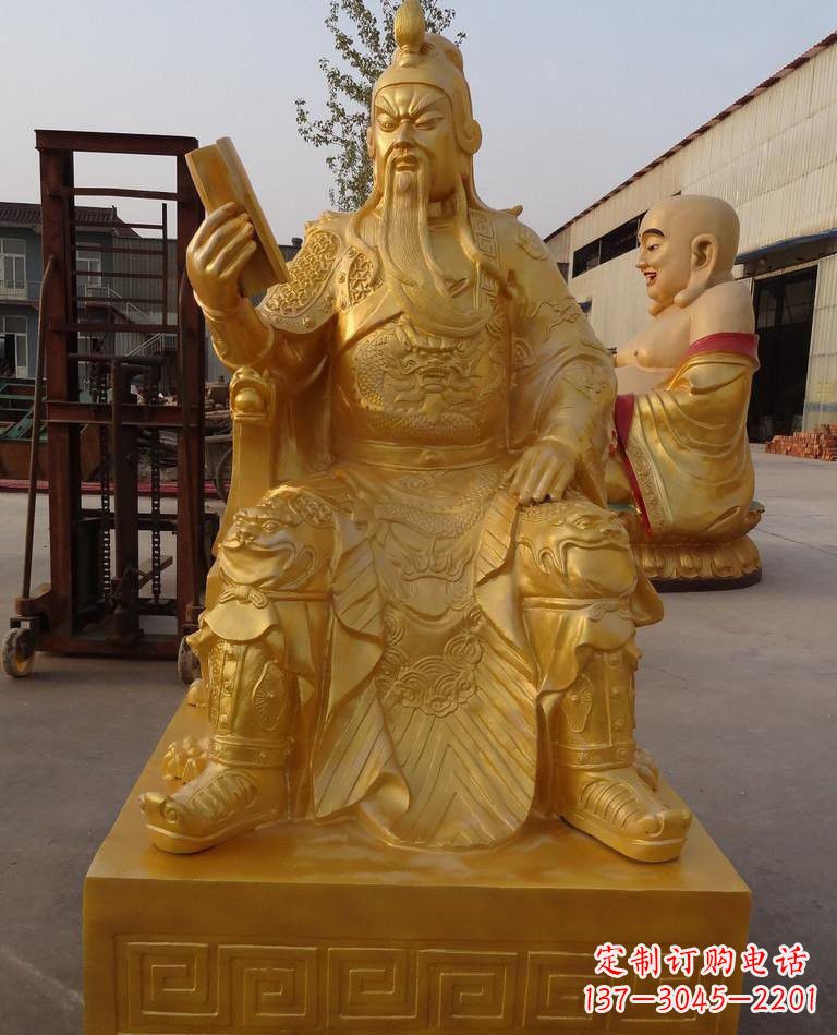 成都玻璃钢仿铜关公读春秋
