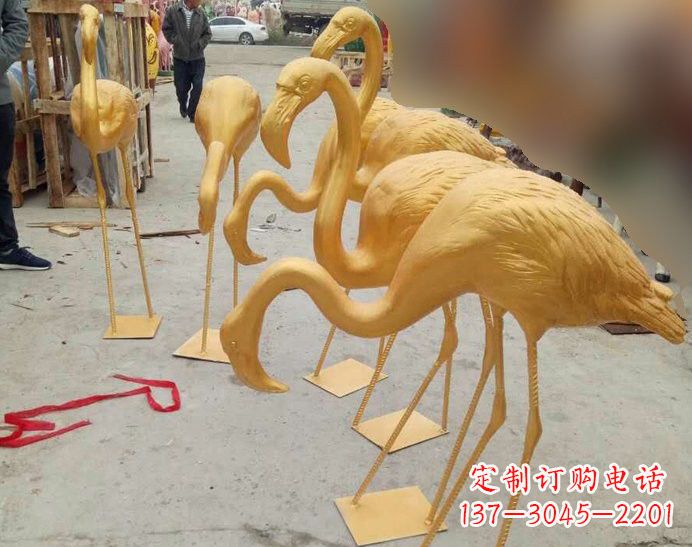成都玻璃钢仿铜火烈鸟雕塑