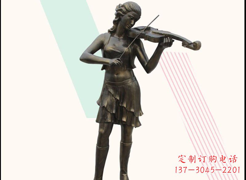 成都玻璃钢仿铜拉小提琴的女孩