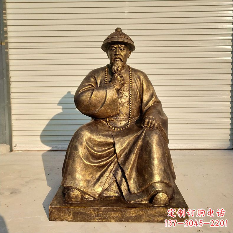 成都玻璃钢仿铜林则徐坐姿雕像