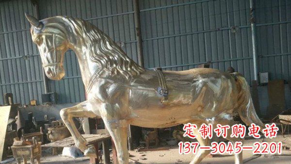 成都玻璃钢仿铜马公园动物雕塑