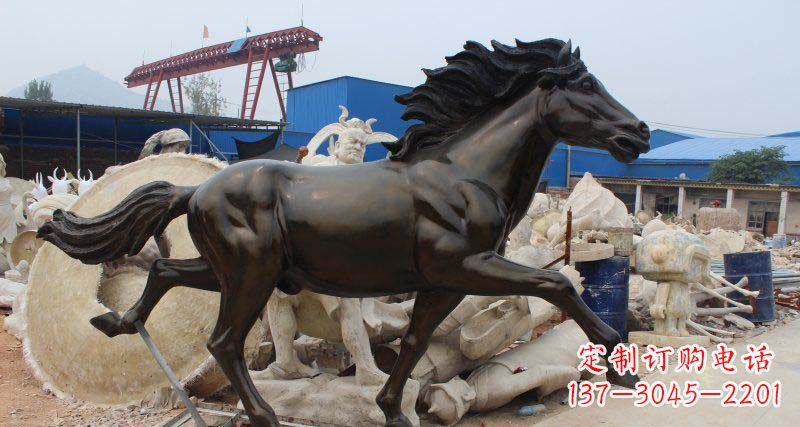 成都玻璃钢仿铜马广场动物雕塑