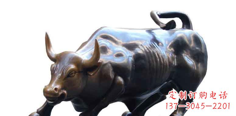 成都玻璃钢仿铜牛公园动物雕塑_2