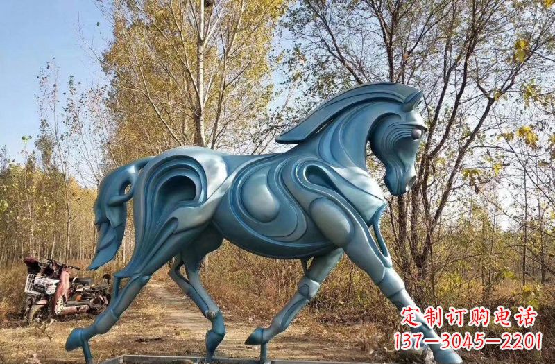 成都玻璃钢仿铜青铜抽象奔马