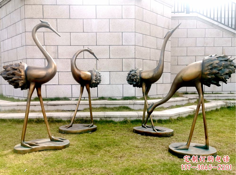 成都玻璃钢仿铜仙鹤雕塑