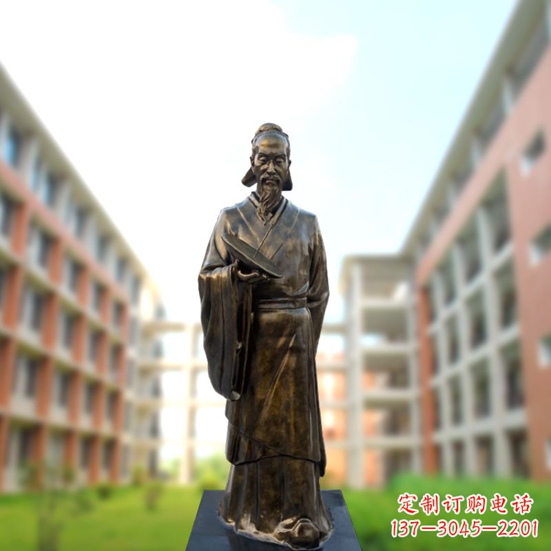 成都玻璃钢仿铜祖冲之雕塑-学校校园历史名人雕像