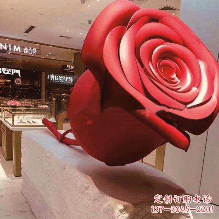 成都玻璃钢仿真玫瑰花雕塑摆件