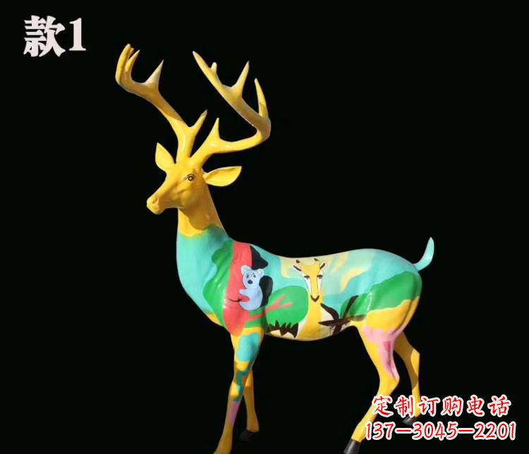 成都玻璃钢仿真梅花鹿雕塑