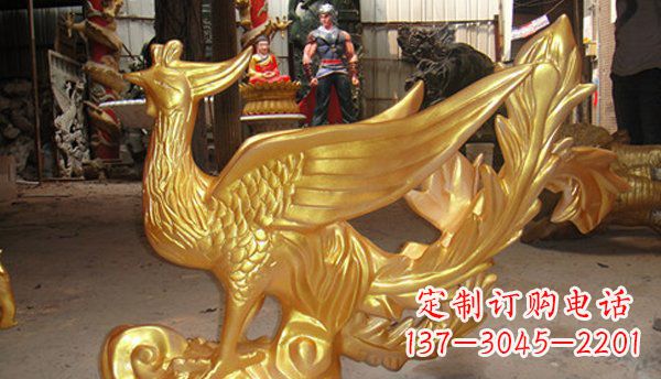 成都玻璃钢凤凰仿铜动物雕塑