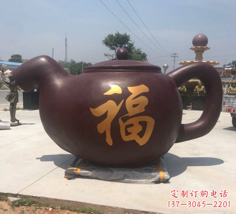 成都玻璃钢福字茶壶雕塑