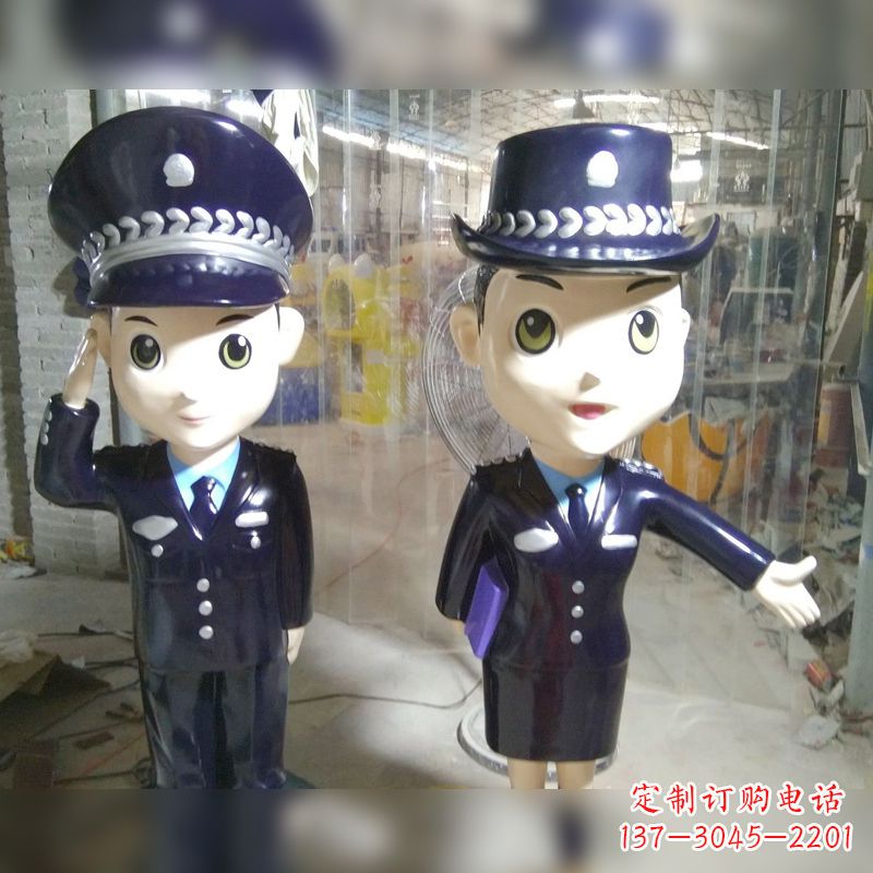 成都玻璃钢警察雕塑表达警队宗旨