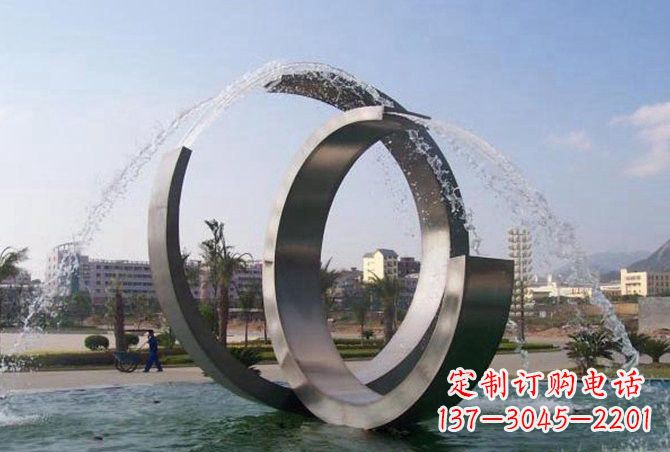 成都不锈钢C形喷泉雕塑精美雕塑艺术