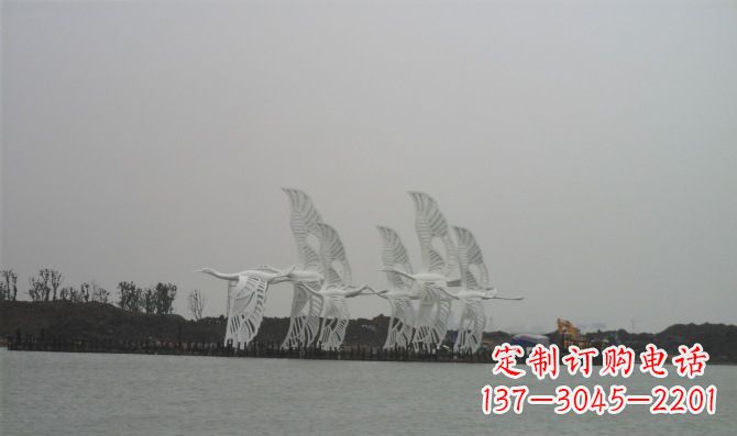 成都不锈钢白鹭动物雕塑美丽的艺术作品