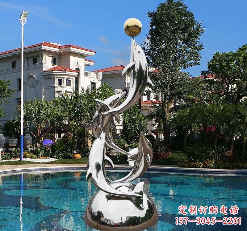 成都不锈钢海豚雕塑精美绝伦