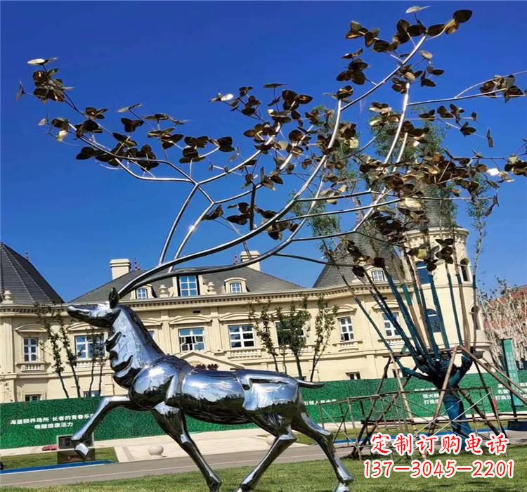 成都不锈钢梅花鹿雕塑精美而又经久不衰