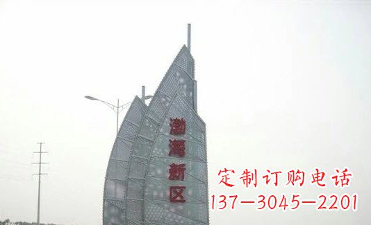 成都渤海新区精美不锈钢船帆雕塑