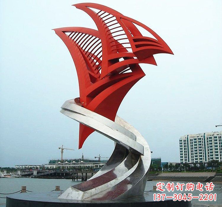 成都不锈钢彩色帆船雕塑