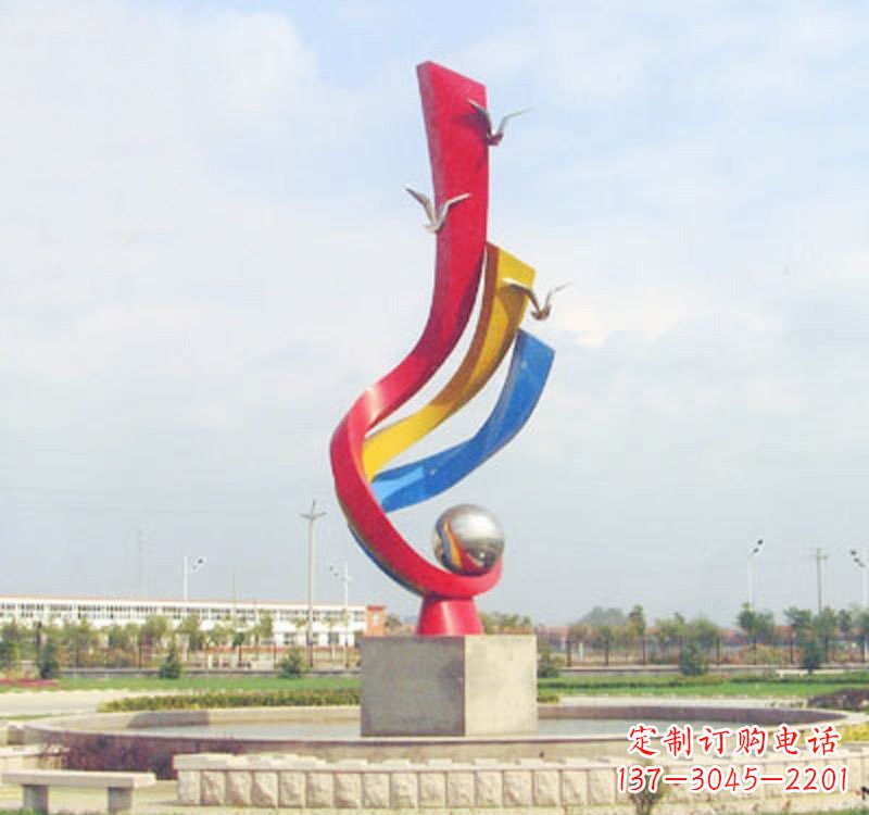成都不锈钢彩色海鸥海浪雕塑——美丽传承