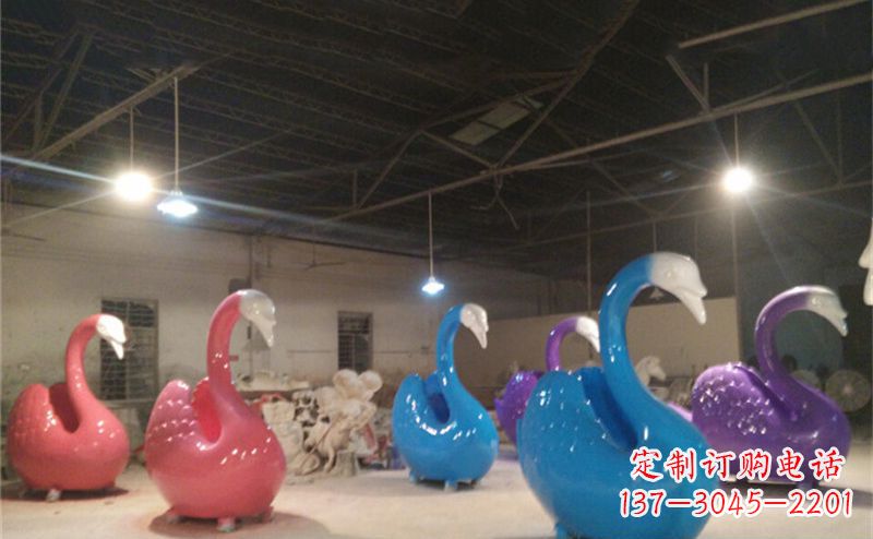 成都不锈钢彩色天鹅——精美的动物雕塑