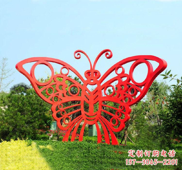 成都不锈钢草坪蝴蝶雕塑让草坪绽放蝴蝶之美
