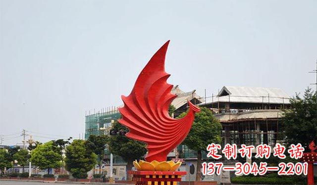 成都不锈钢凤凰雕塑象征着城市繁荣