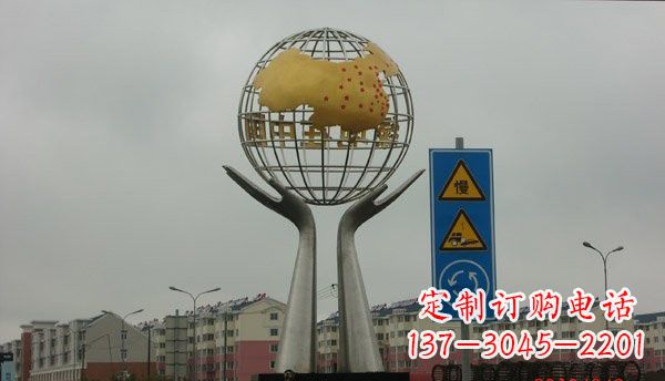 成都不锈钢城市景观中的地球雕塑