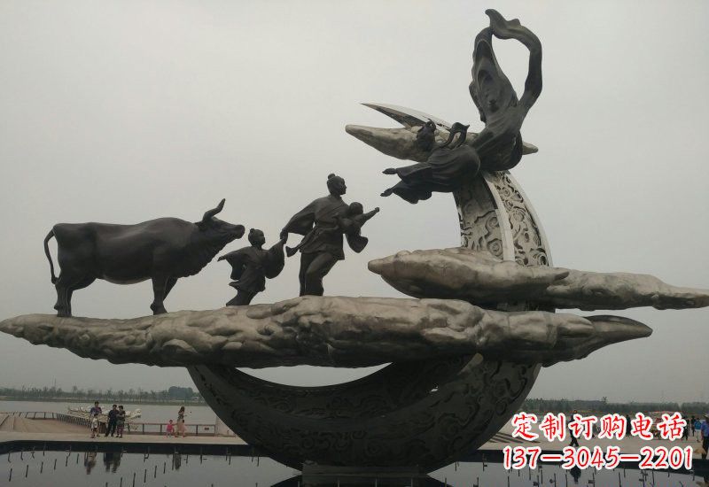 成都不锈钢牛郎织女雕塑传说中的爱情