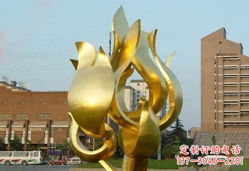 成都不锈钢城市喷漆抽象荷花雕塑