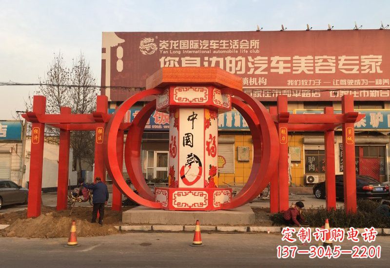 成都不锈钢灯笼雕塑——中国梦的象征