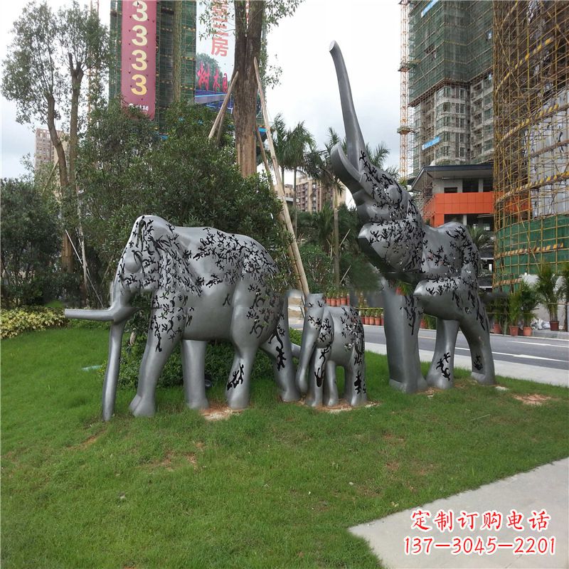 成都不锈钢大象雕塑小区园林的精美装饰