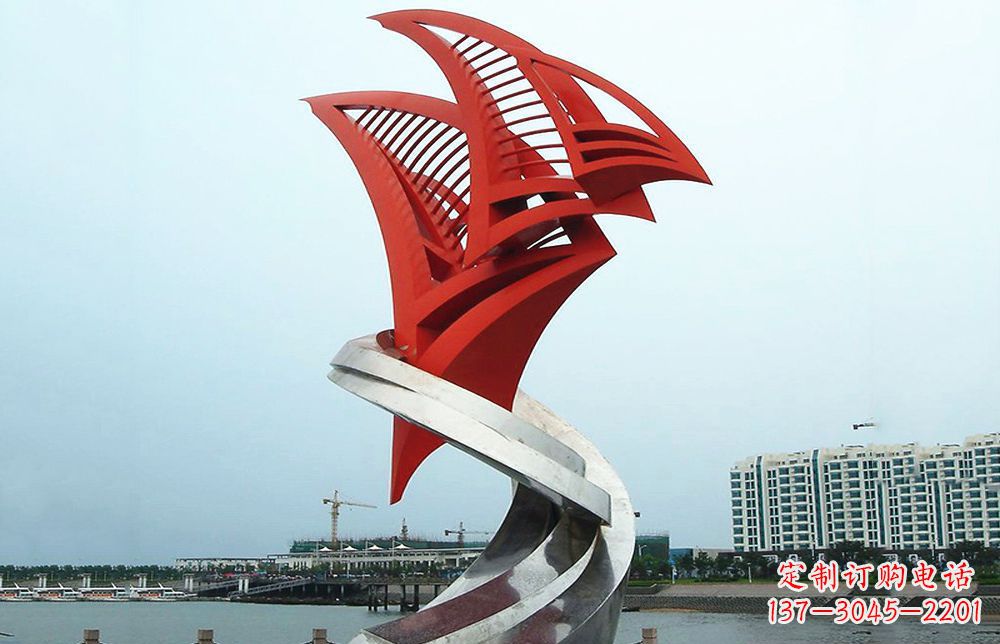 成都海洋之舟——不锈钢抽象帆船海边景观雕塑