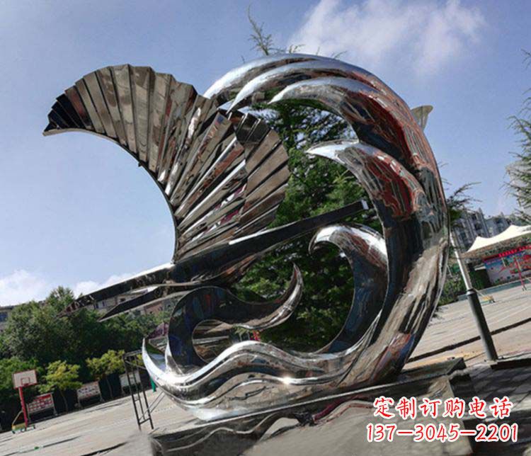 成都不锈钢帆船雕塑象征海上生活的艺术精品