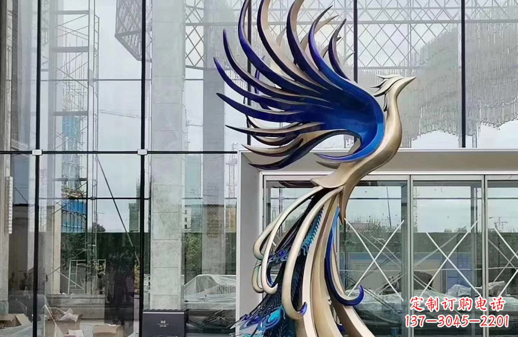 成都不锈钢抽象飞翔凤凰雕塑