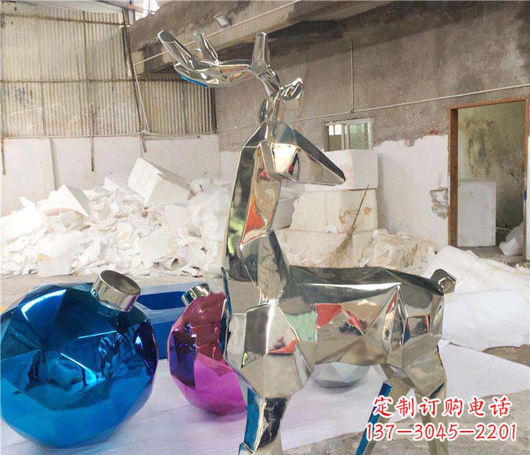 成都不锈钢梅花鹿雕塑