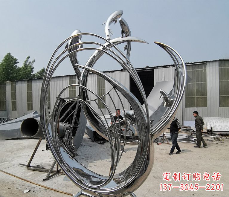 成都不锈钢抽象鲤鱼跃龙门雕塑
