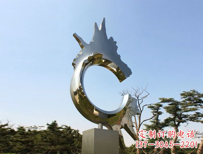 成都不锈钢抽象龙头雕塑