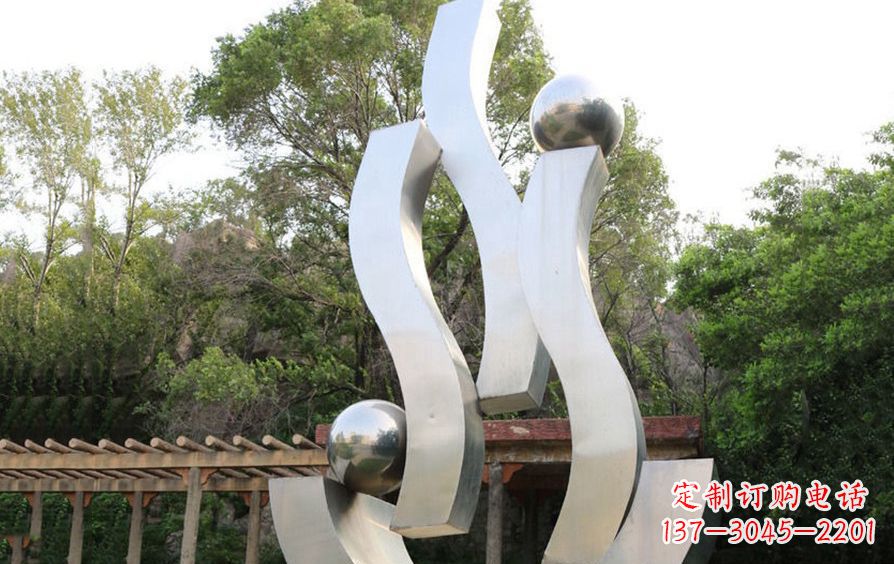 成都不锈钢飘带雕塑美化小区景观