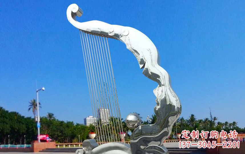 成都不锈钢竖琴广场雕塑